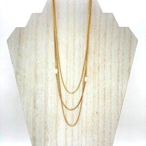 Avon Necklace Multi Strand 15.5" Station Mother of Pearl Vintage Gold Tone
